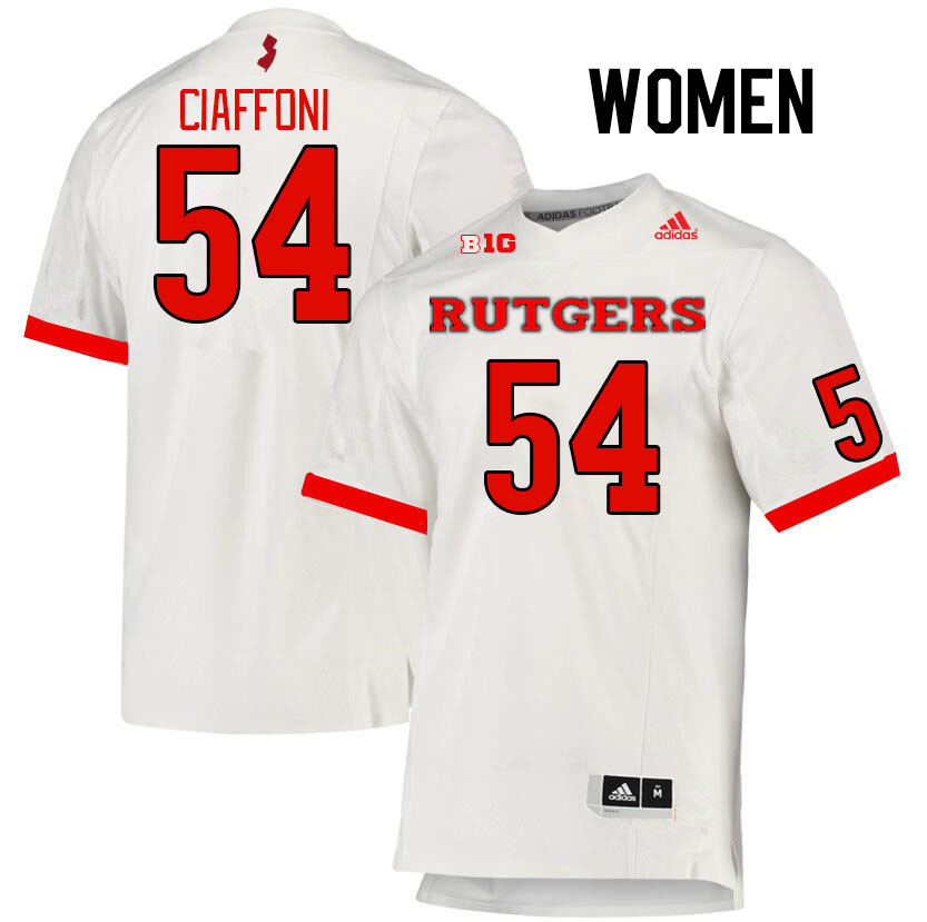 Women #54 Nick Ciaffoni Rutgers Scarlet Knights College Football Jerseys Stitched Sale-White